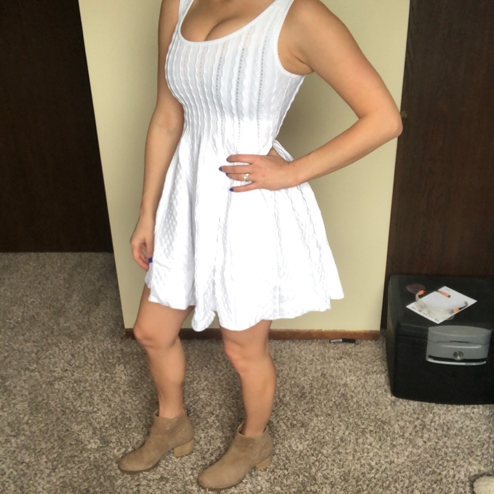 White body con skater dress